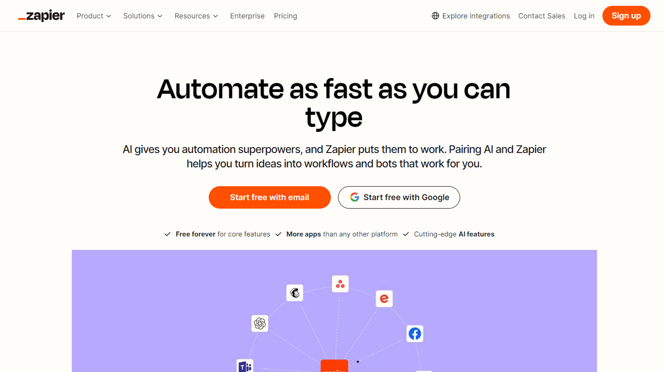 Zapier screenshot website