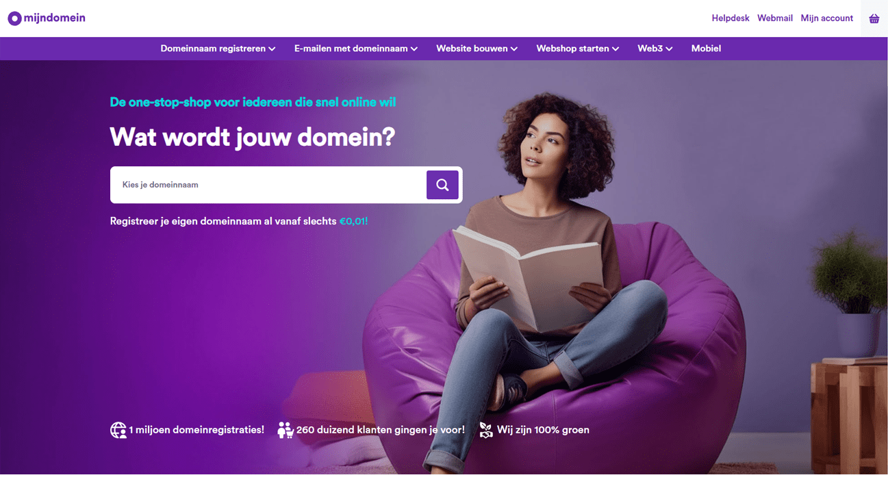 MijnDomein screenshot website